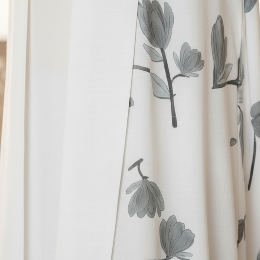 White Floral Elegance Free Size Naqab/Abaya – Lightweight Floral Print | Naqab Always