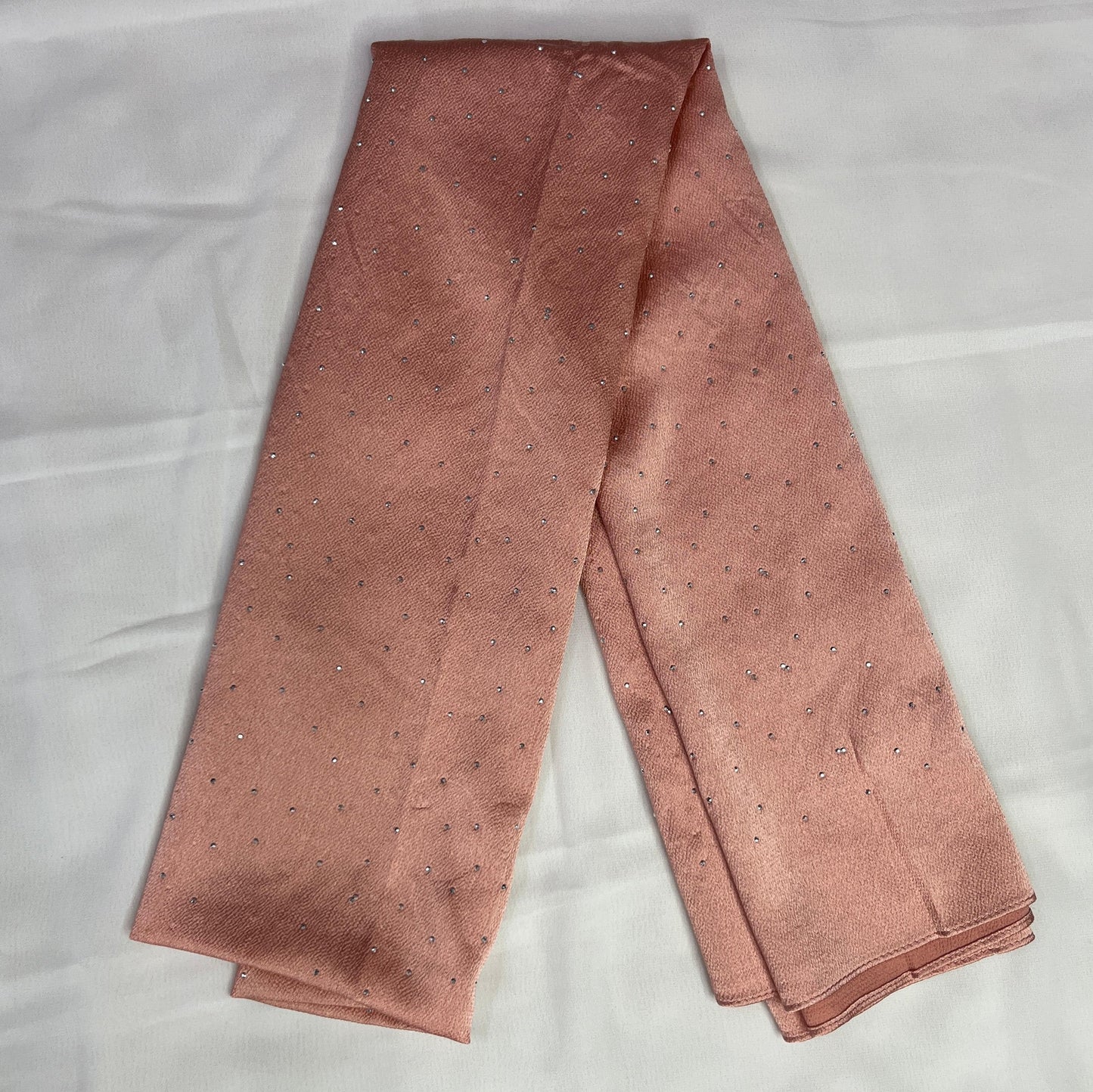 Golden Pleated Stone Hijab – Graceful Look with Elegant Detailing