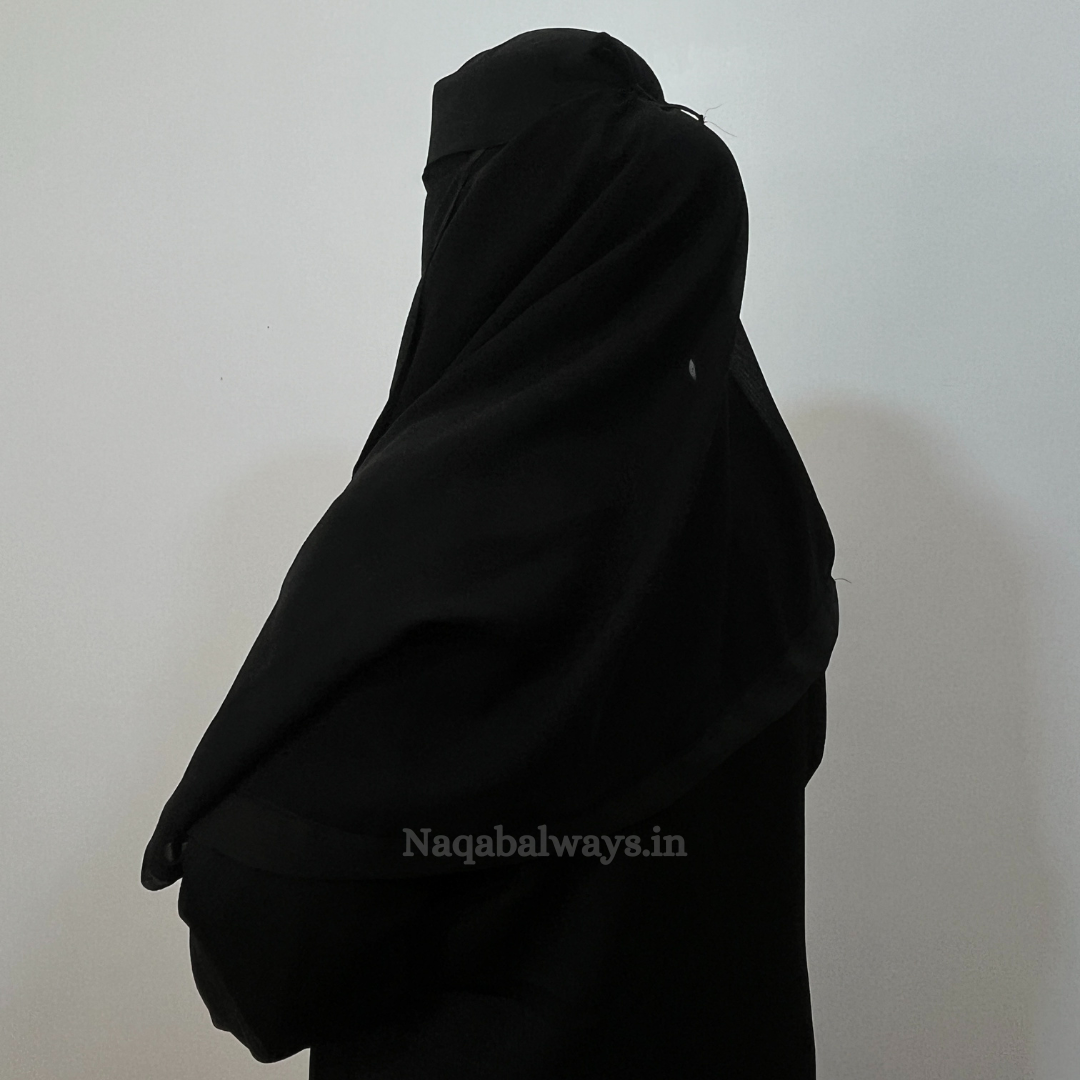 Front Open Naqab with Golden Buttons – Premium Black