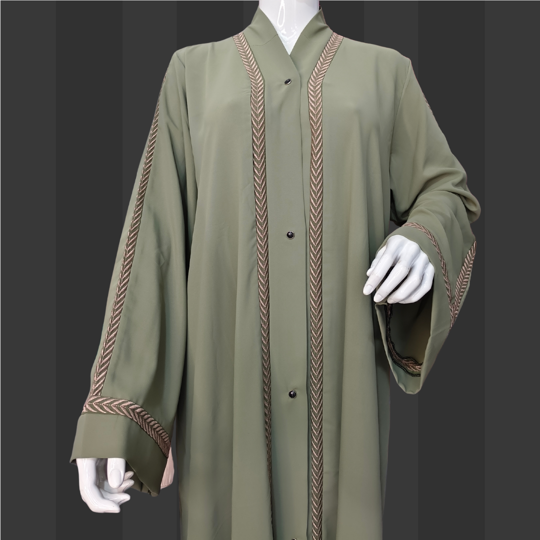 Striped Mulberry Abaya with Embroidered Detailing – Free Size Elegant Modest Wear | Naqab Always