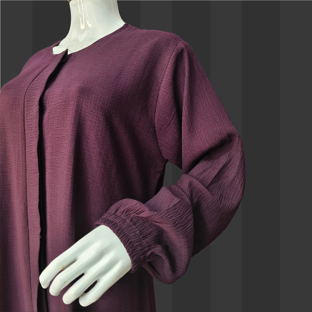 Classic Maroon Modest Abaya – Free Size Flowy Everyday Wear | Naqab Always
