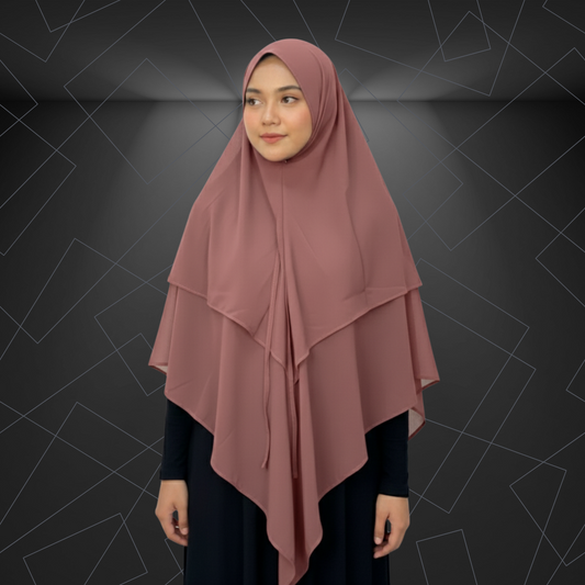 Premium Layered Khimar – Caramel Brown | Elegant Muslimah Hijab