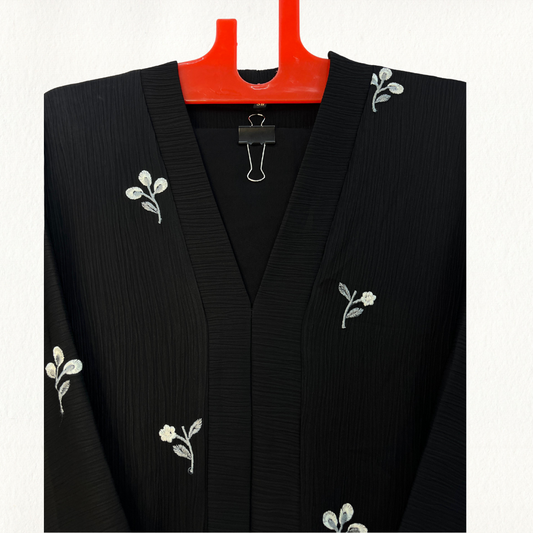 Elegant Nude Embroidered Black Naqab Abaya – Modest Premium Wear