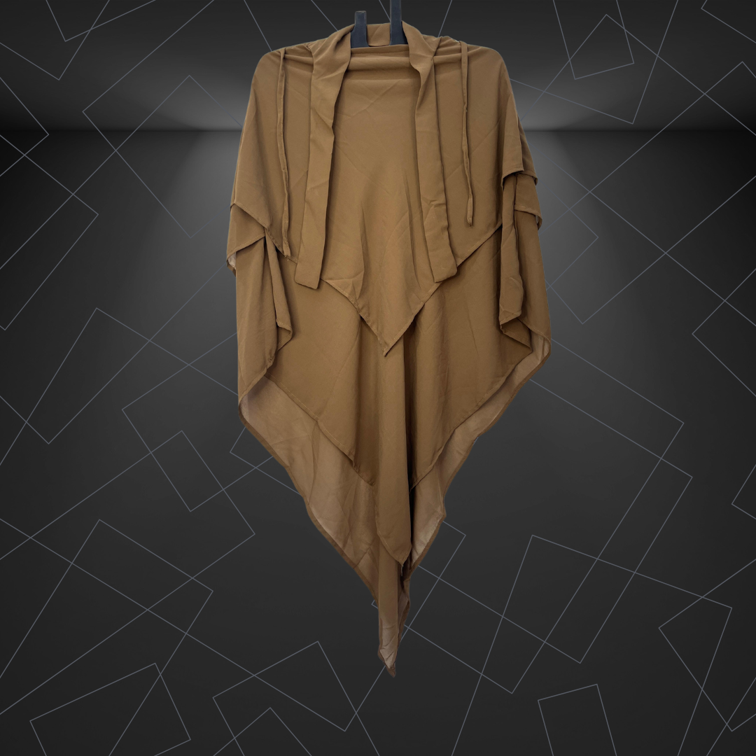 Premium Layered Khimar – Coffee Brown | Modest & Elegant Muslimah Hijab