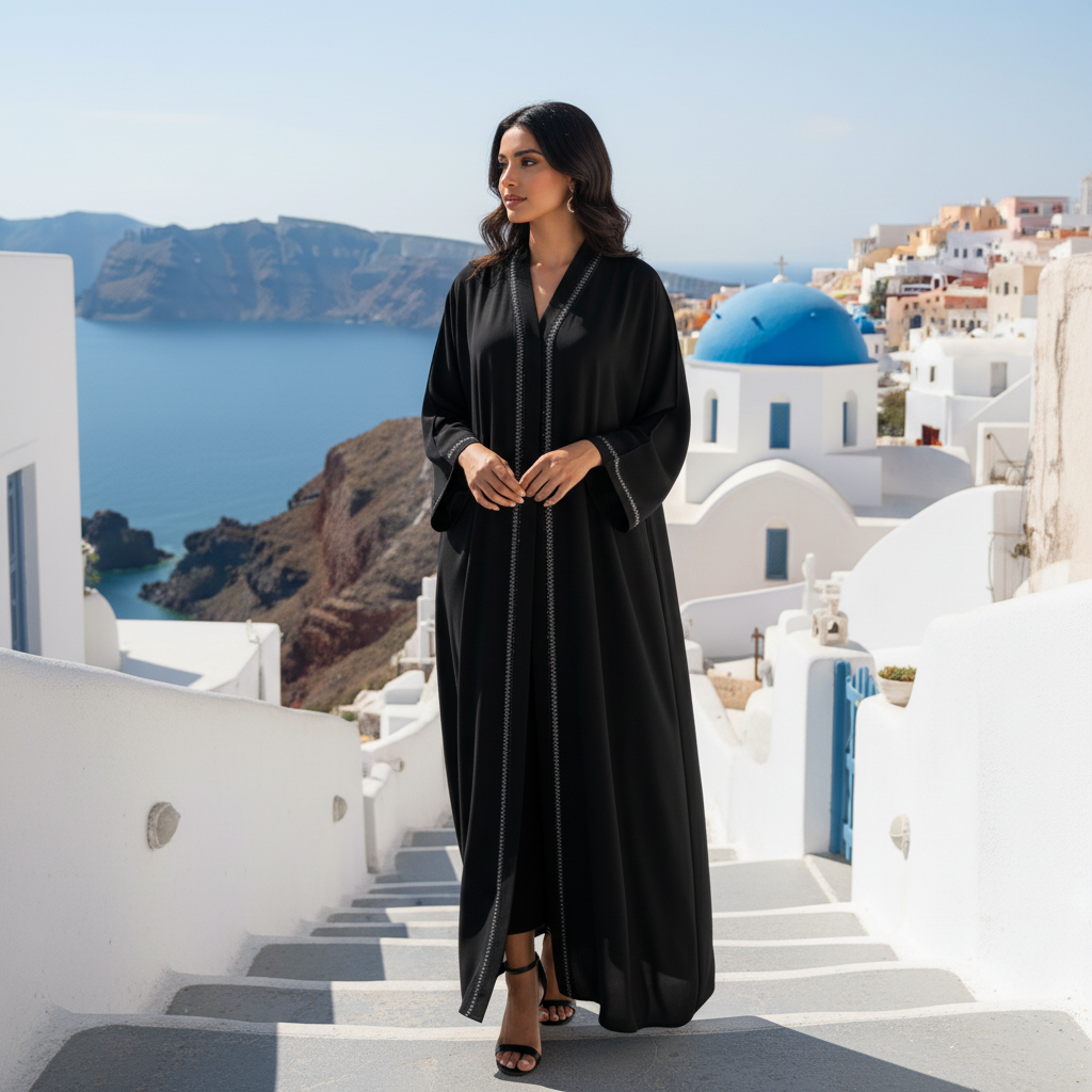 Premium Black Abaya with Elegant Stone & Lace Sleeve Detailing – Modest & Stylish Wear