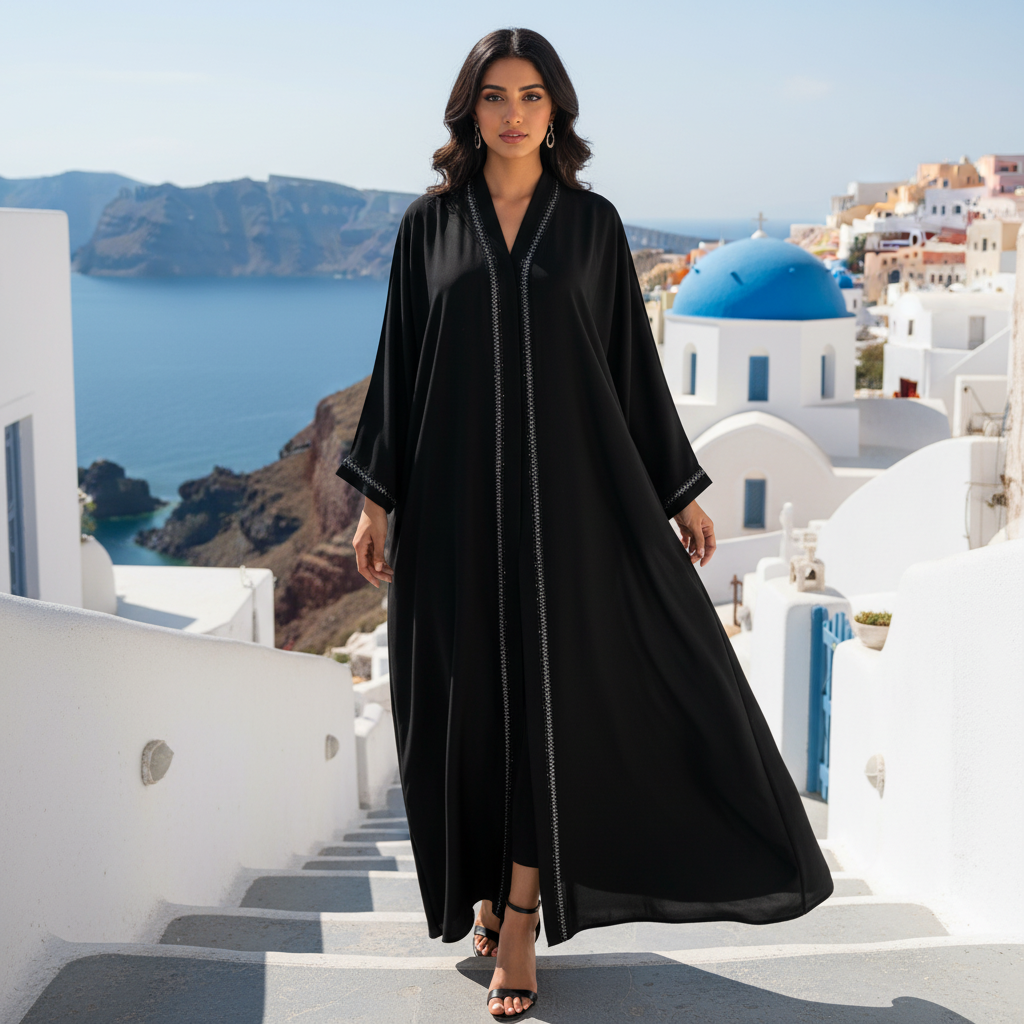 Premium Black Abaya with Elegant Stone & Lace Sleeve Detailing – Modest & Stylish Wear