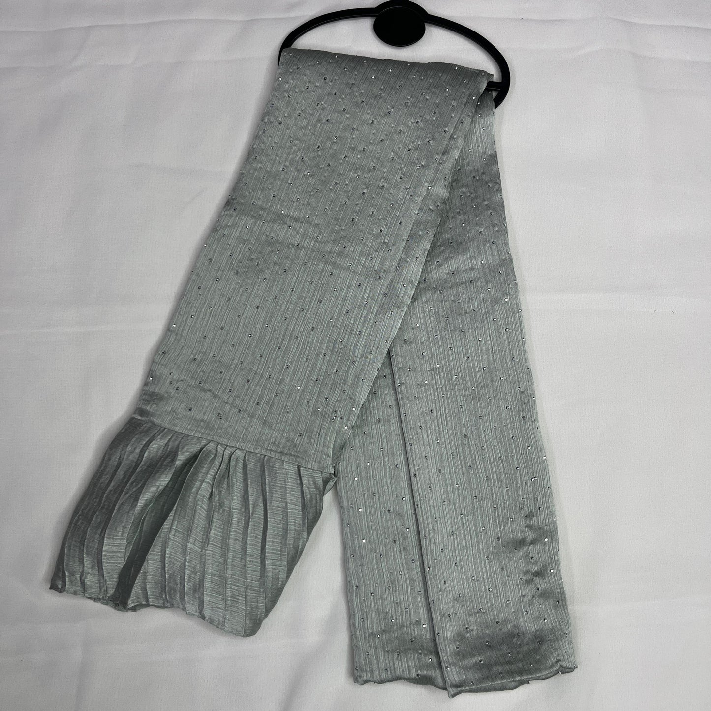 Golden Pleated Stone Hijab – Graceful Look with Elegant Detailing