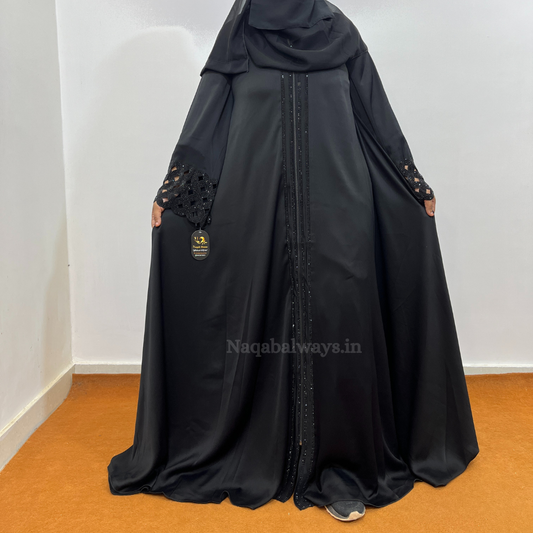 Black Stonework Abaya With Gown Style