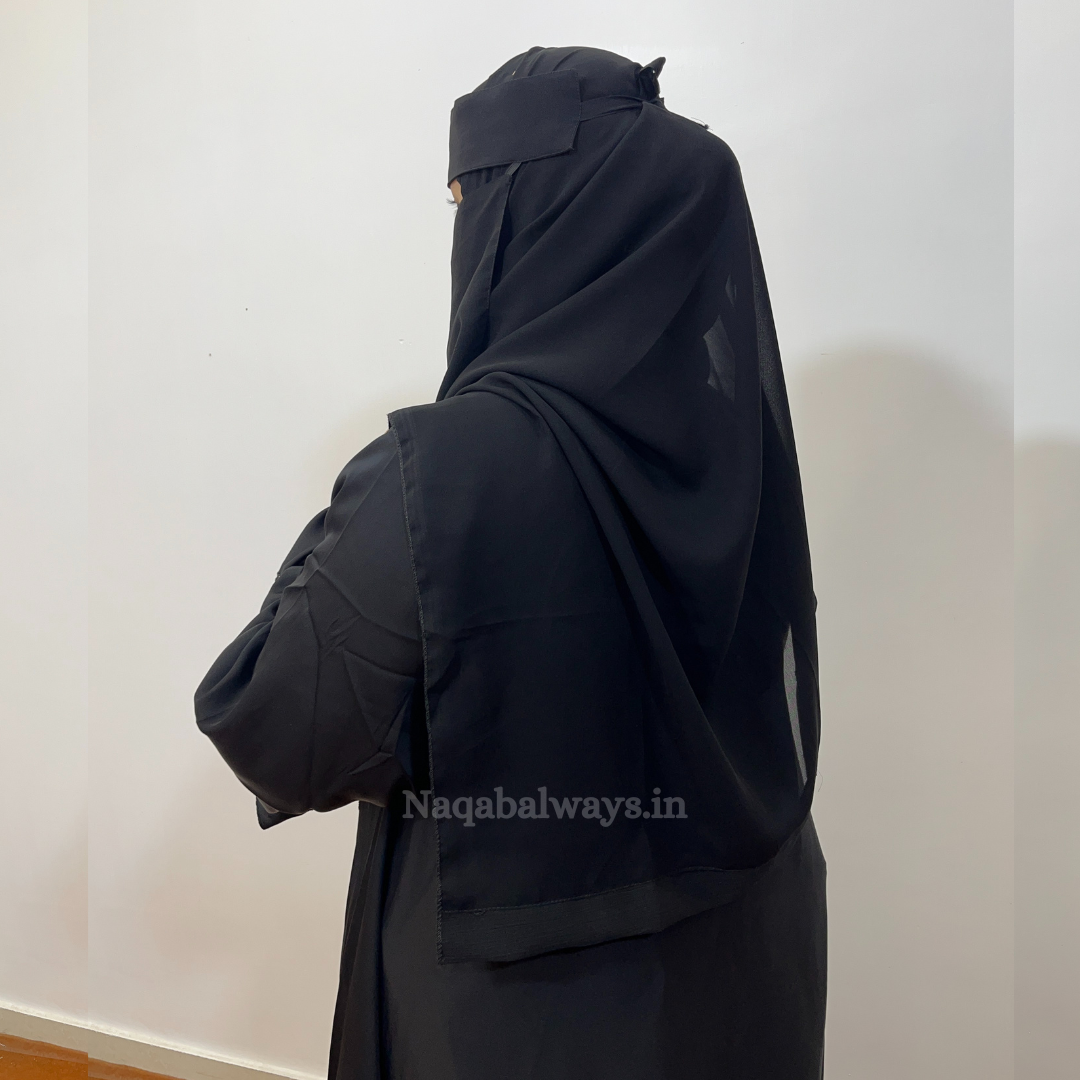 Front Closed Naqab with Full Front Work – Gown Style