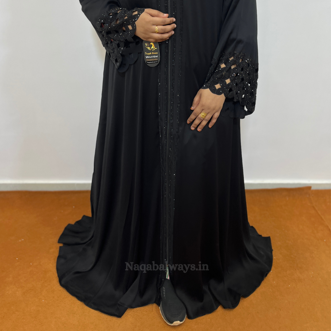 Black Stonework Abaya With Gown Style
