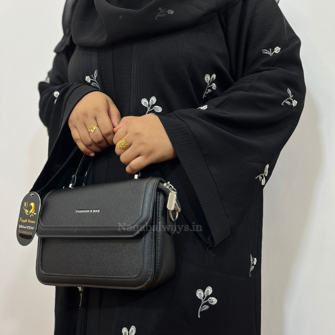 Black Flower Embroidery Abaya