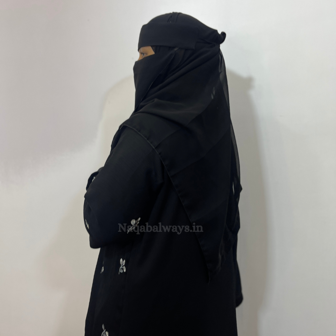 Black Flower Embroidery Abaya