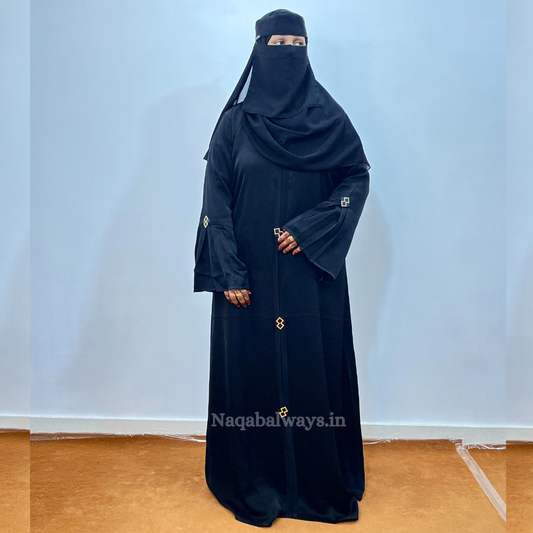 Elegant Closed-Front Abaya with Premium Sleeve Embellishments