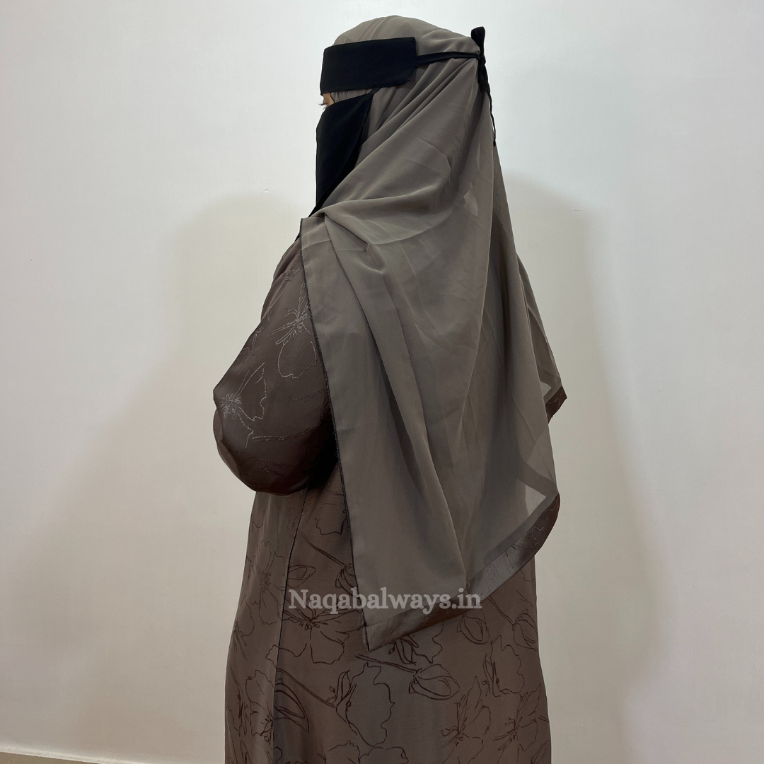 Front-Open Digital Print Abaya with Matching Hijab