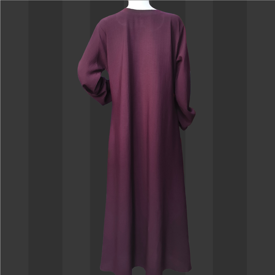 Classic Maroon Modest Abaya – Free Size Flowy Everyday Wear | Naqab Always