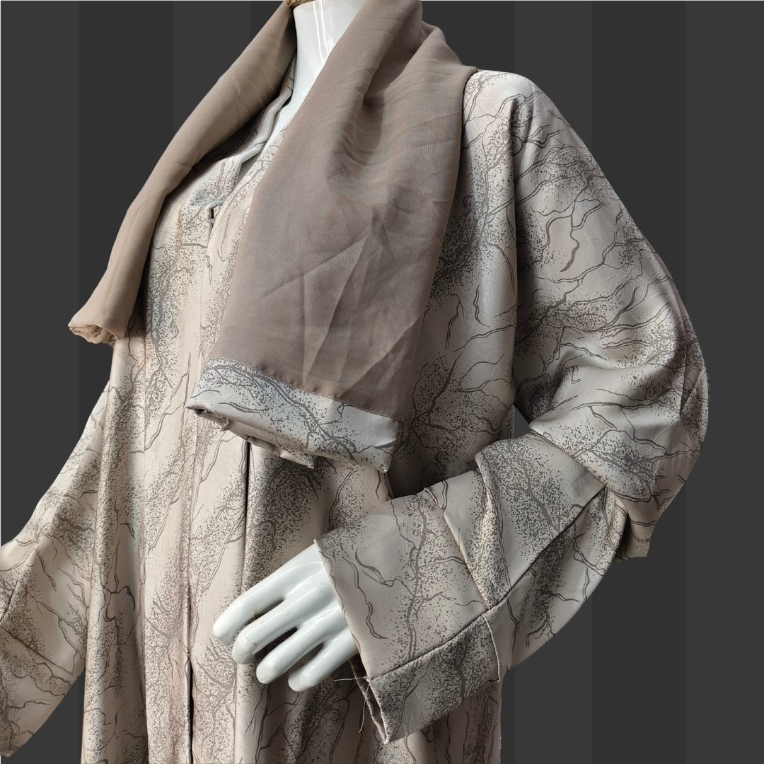Premium Golden Marble Elegance Abaya – Free Size Satin Blend Evening Wear | Naqab Always