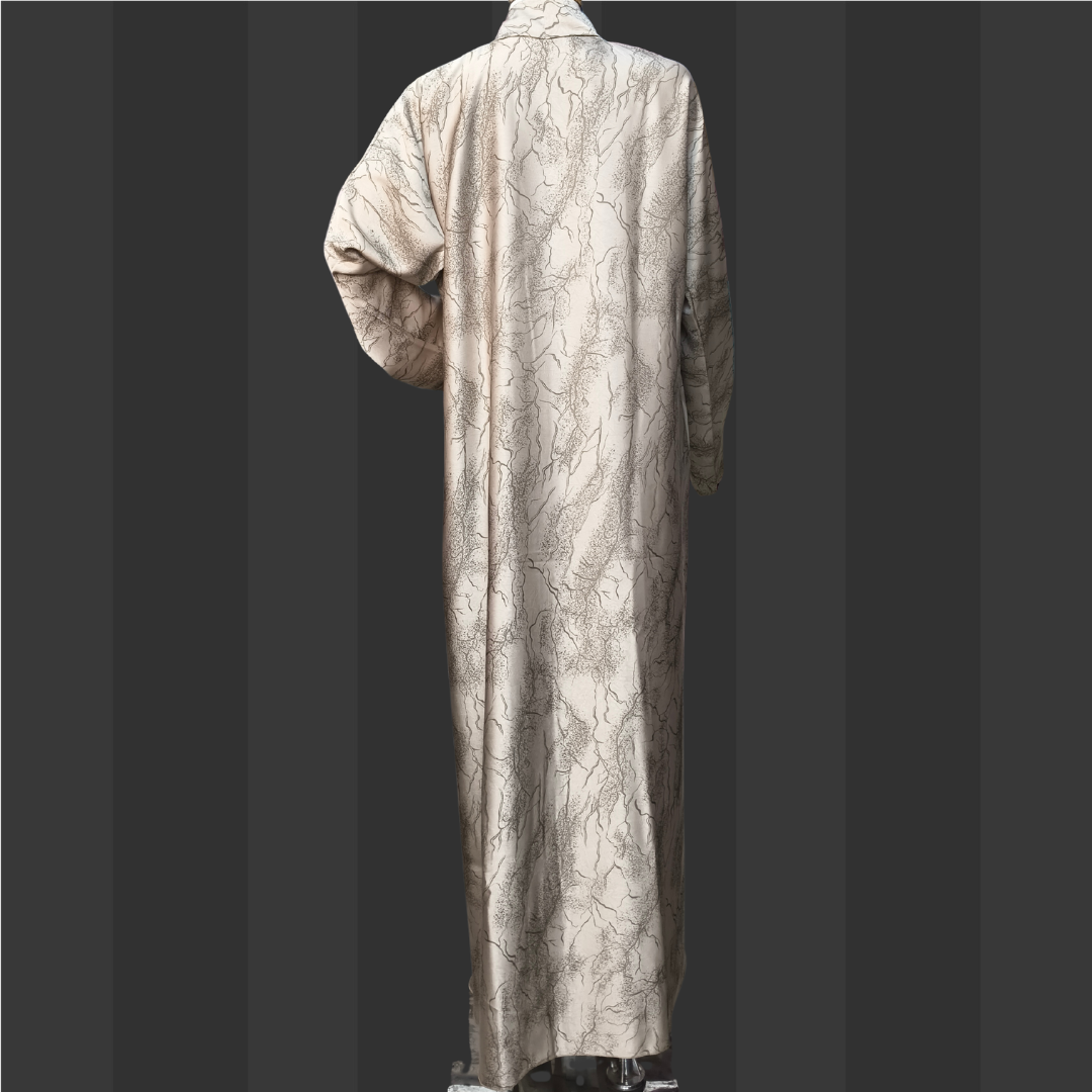 Premium Golden Marble Elegance Abaya – Free Size Satin Blend Evening Wear | Naqab Always