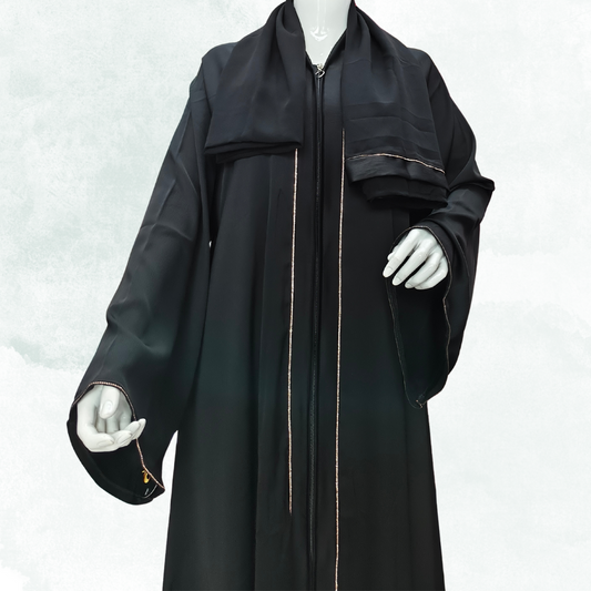 Premium Royal Black Naqab with Golden Grace – Free Size Elegant Face Veil | Naqab Always