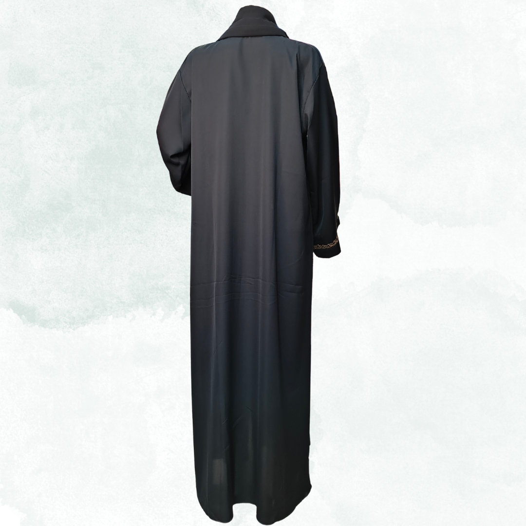 Premium Royal Black Naqab with Golden Grace – Free Size Elegant Face Veil | Naqab Always