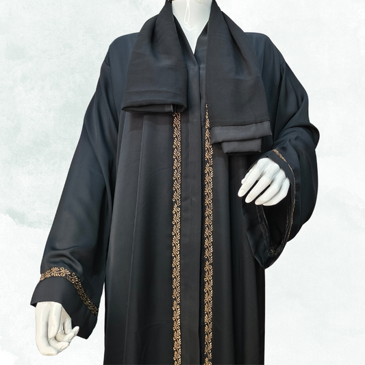 Premium Black Naqab with Straight Embroidery – Free Size Elegant Face Veil | Naqab Always