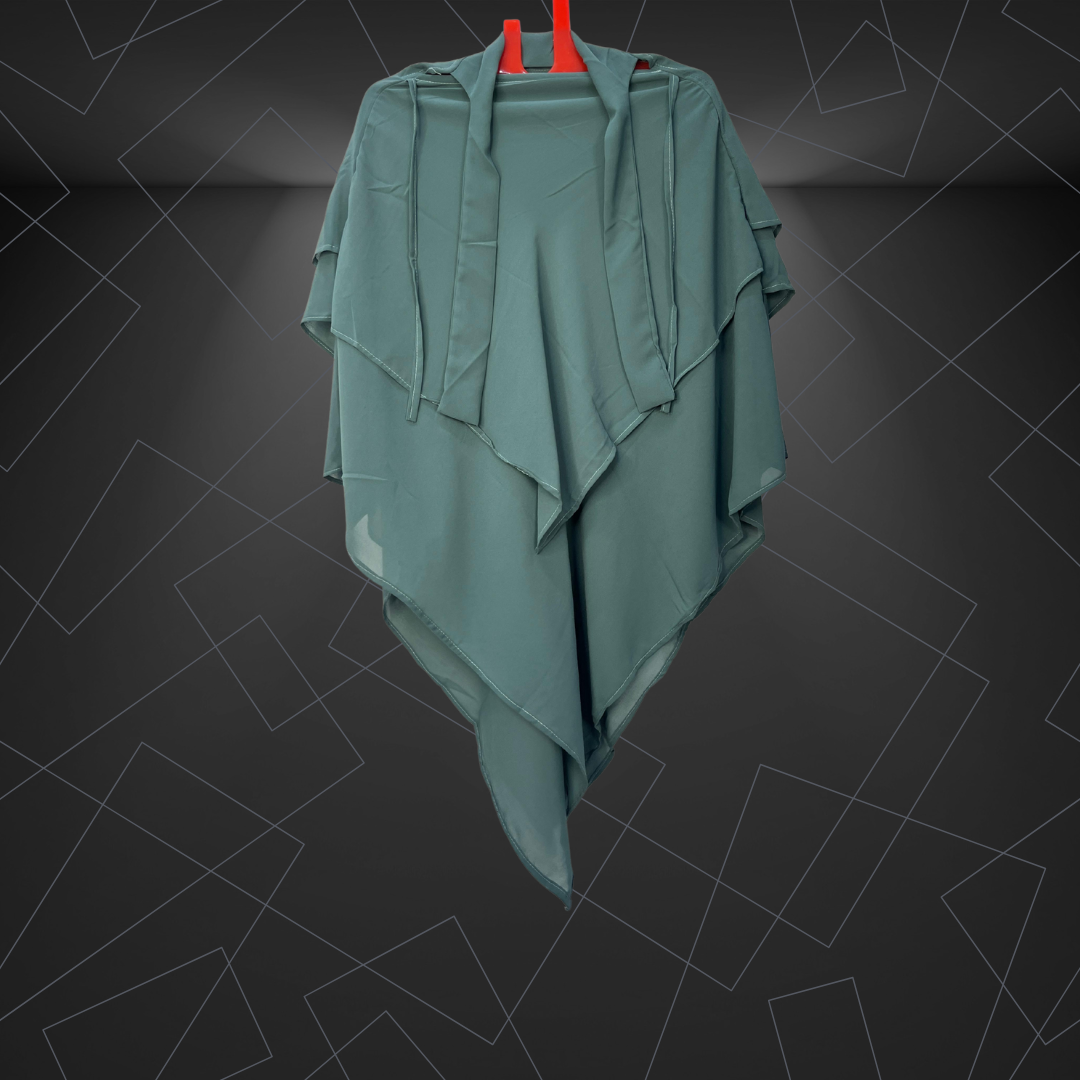 Premium Layered Khimar – Sage Green | Modest & Elegant Muslimah Hijab