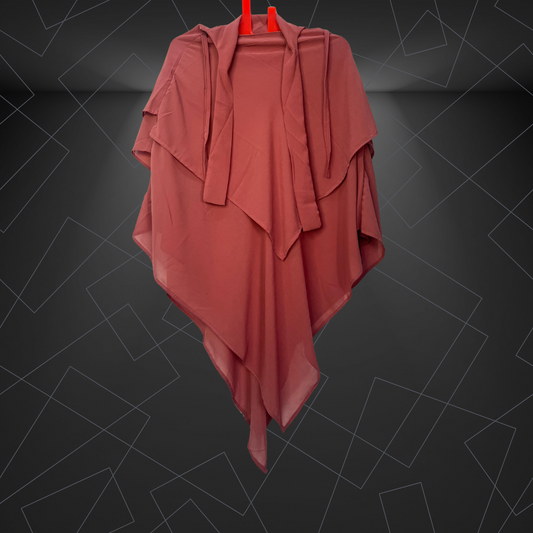 Premium Layered Khimar – Caramel Brown | Elegant Muslimah Hijab