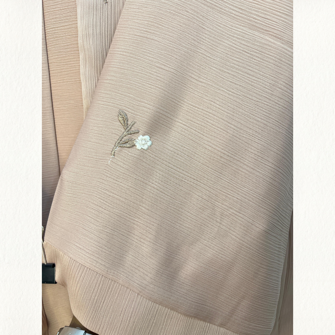 Elegant Nude Embroidered Naqab Abaya – Modest Premium Wear