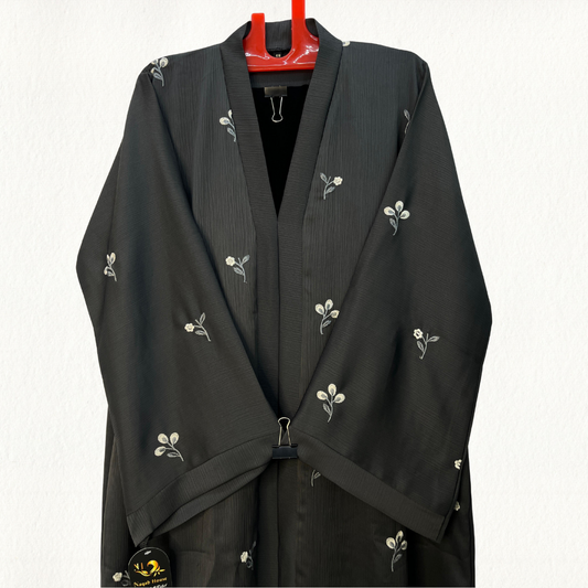 Elegant Nude Embroidered Black Naqab Abaya – Modest Premium Wear