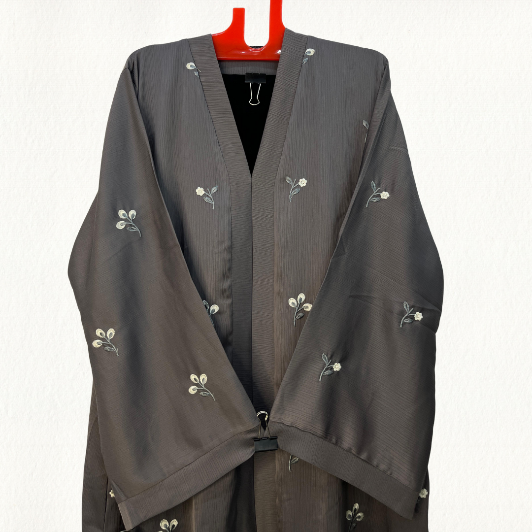 Elegant Nude Embroidered Naqab Abaya – Modest Premium Wear