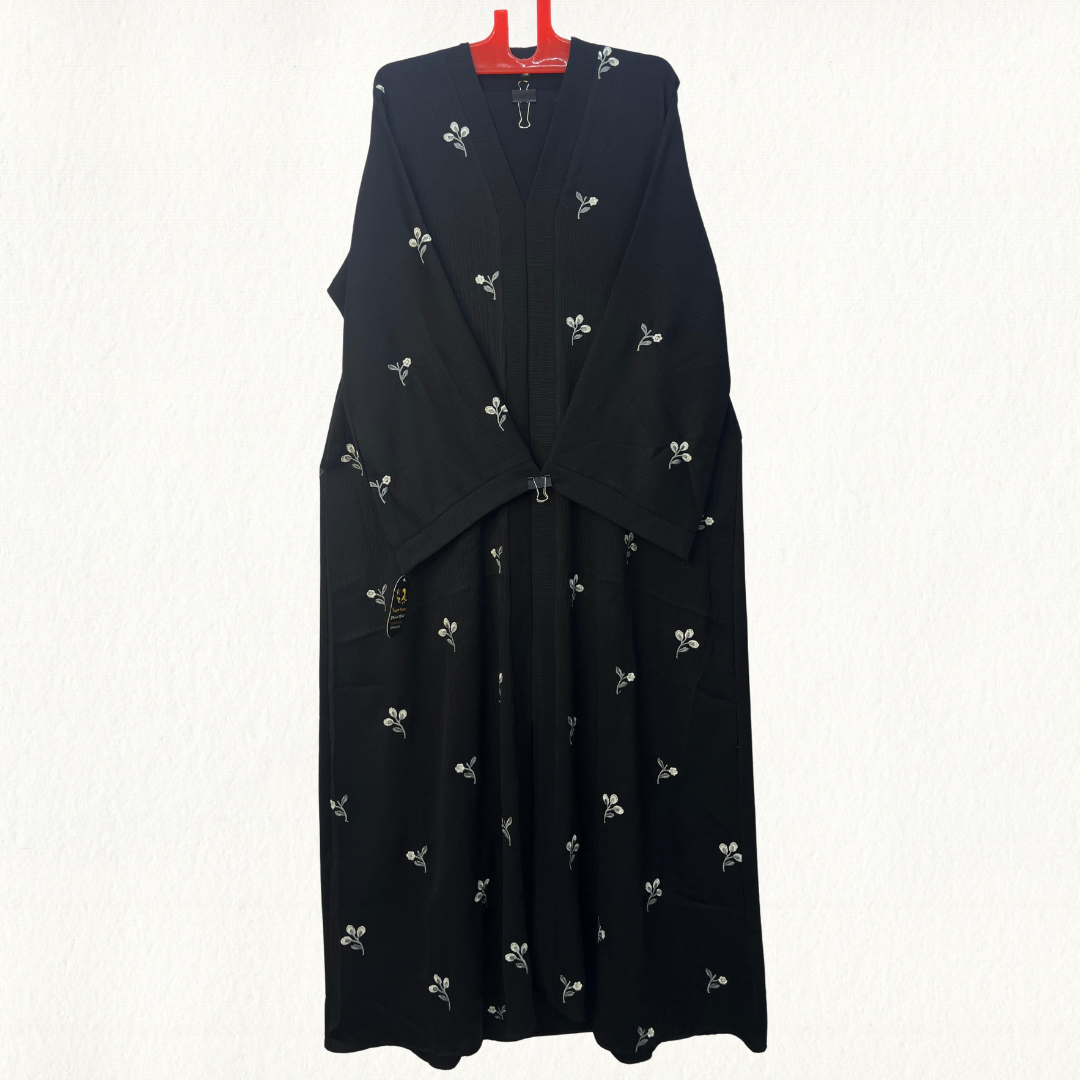 Elegant Nude Embroidered Black Naqab Abaya – Modest Premium Wear