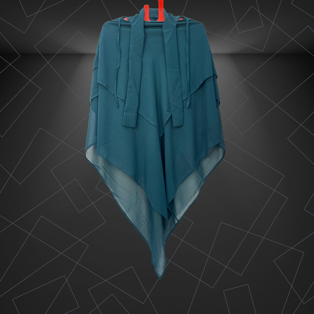 Premium Layered Khimar – Rama Blue | Elegant Muslimah Hijab