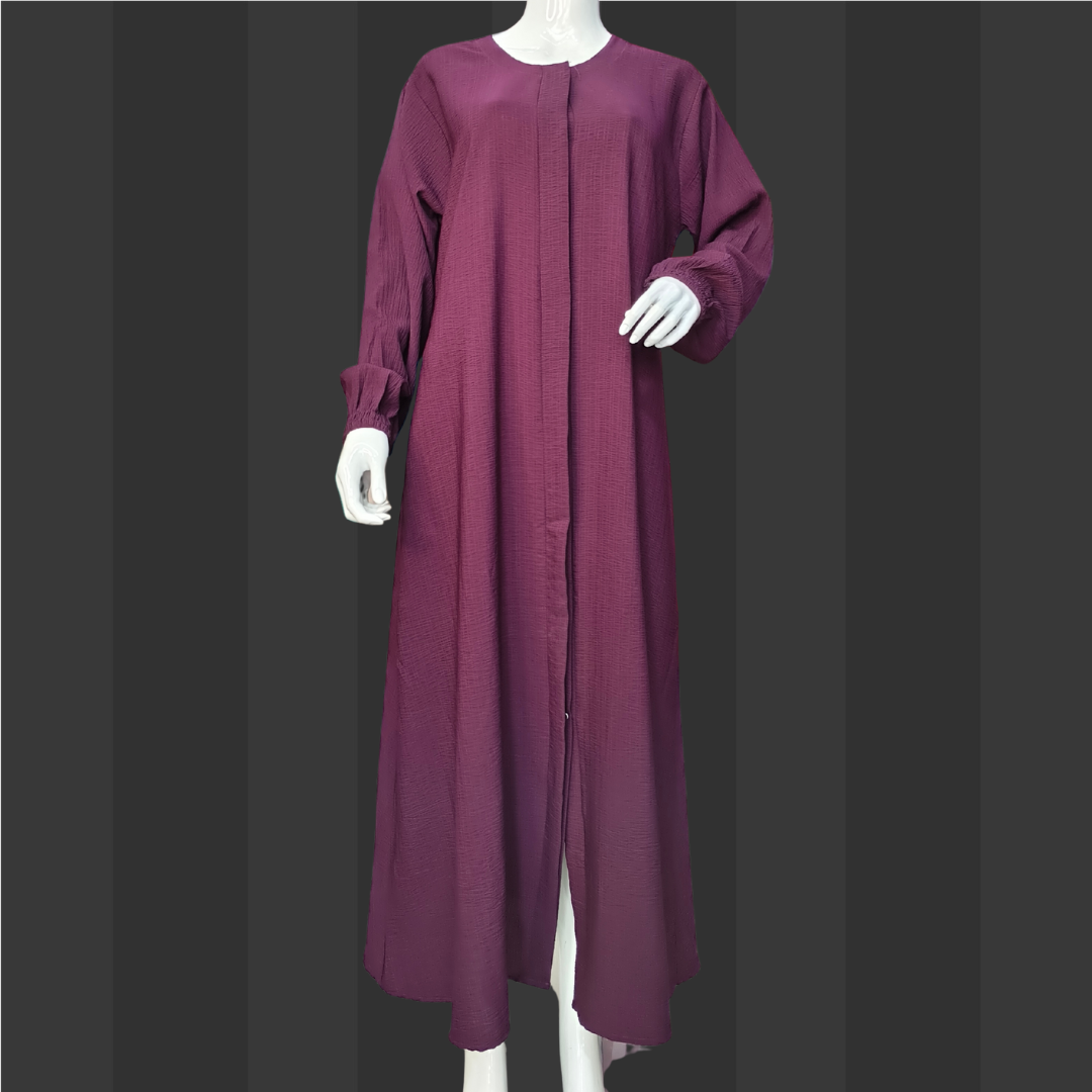 Classic Maroon Modest Abaya – Free Size Flowy Everyday Wear | Naqab Always