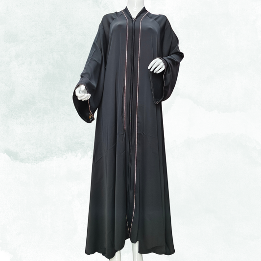 Premium Royal Black Naqab with Golden Grace – Free Size Elegant Face Veil | Naqab Always