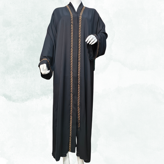 Premium Black Naqab with Straight Embroidery – Free Size Elegant Face Veil | Naqab Always