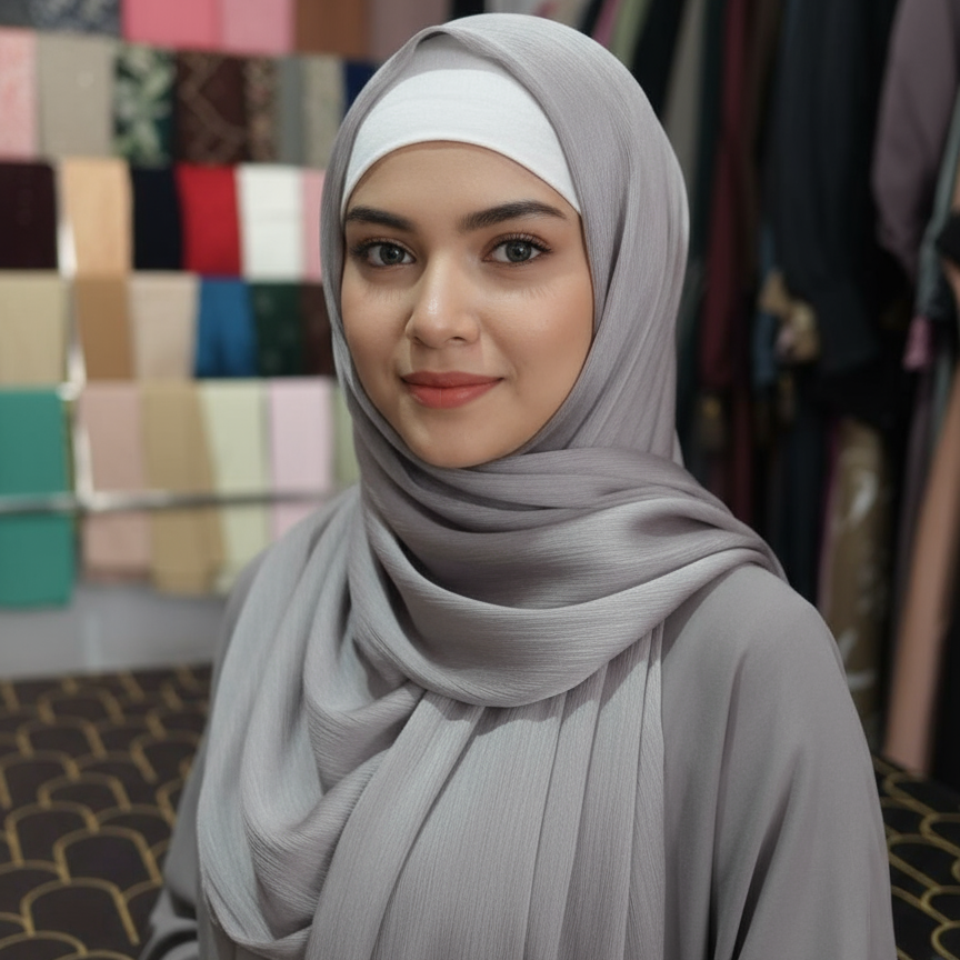 Smokey Grey Textured Hijab – Simple, Stylish & Comfortable Everyday Wear