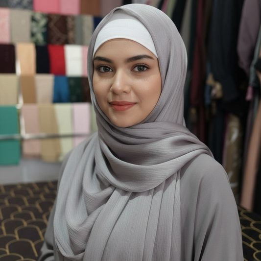 Smokey Grey Textured Hijab – Simple, Stylish & Comfortable Everyday Wear