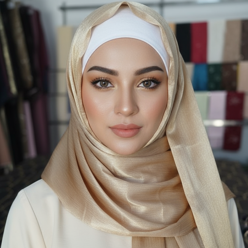 Golden Shine Hijab – Elegant & Versatile for Every Occasion