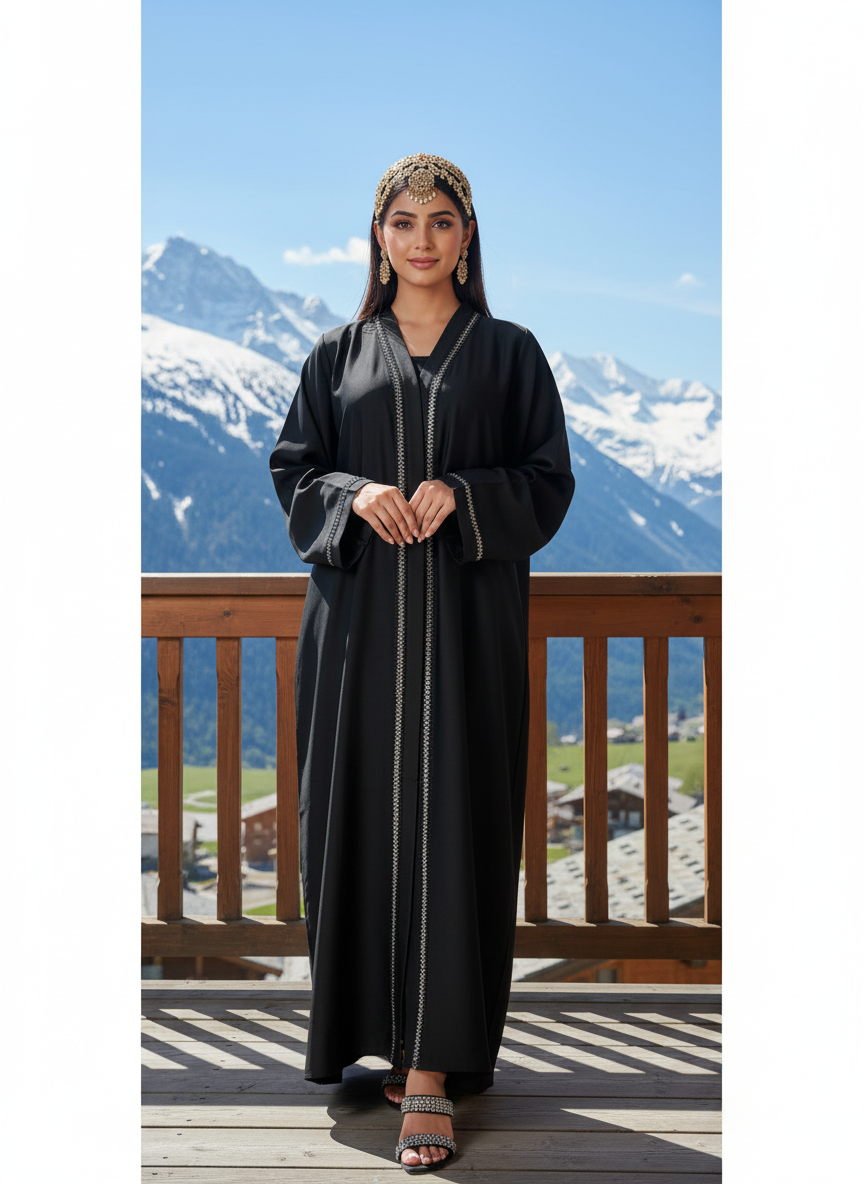 Blush Pink Elegant Abaya with Subtle Lace Detailing – Free Size Modest Wear | Naqab Always