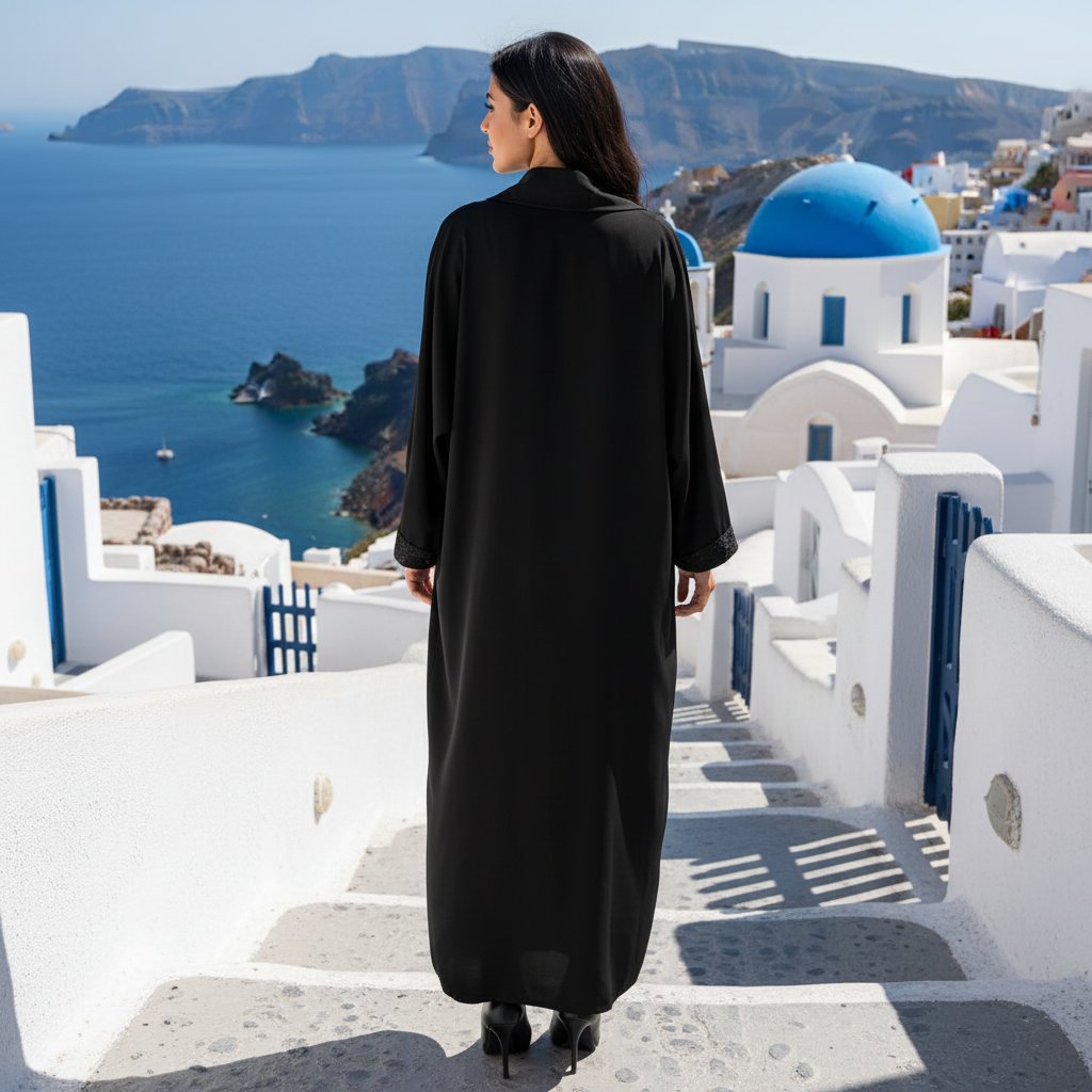 Premium Black Abaya with Elegant Stone & Lace Sleeve Detailing – Modest & Stylish Wear