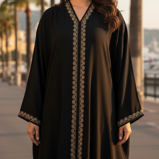 Premium Black Naqab with Straight Embroidery – Free Size Elegant Face Veil | Naqab Always