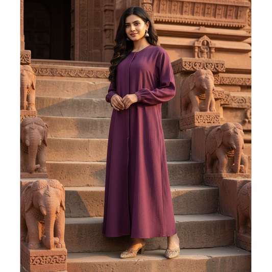 Plain Daily Wear Front Open Abaya