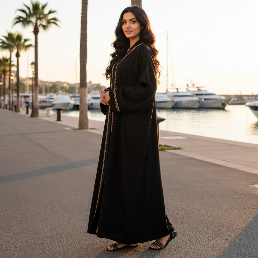 Premium Black Naqab with Straight Embroidery – Free Size Elegant Face Veil | Naqab Always